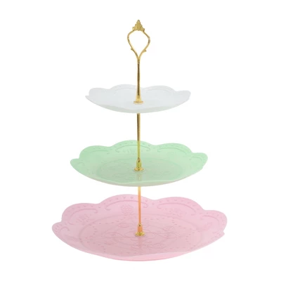 Unique Bargains 3 Tier Dessert Cupcake Stand Holder Round With Tiered Serving Tray For Donuts Fruits White Pink Green Gold Tone 6 Unique Bargains 3 Tier Dessert Cupcake Stand Holder Round With Tiered Serving Tray For Donuts Fruits White Pink Green Gold Tone - Image 6