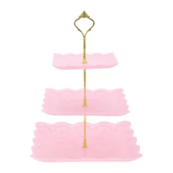 Unique Bargains 3 Tier Dessert Cupcake Stand Square With Tiered Serving Tray For Donuts Fruits Pink Gold Tone -Kitchen Utensil Store GUEST c1308acd 6be3 4960 8c7b 8dbc276a0e4c