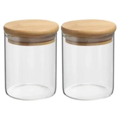 Unique Bargains Kitchen Food Storage Glass Jar With Airtight Bamboo Lid 2 Pcs -Kitchen Utensil Store GUEST c1bc2c26 093b 4098 9a3d 5ad0029b25db