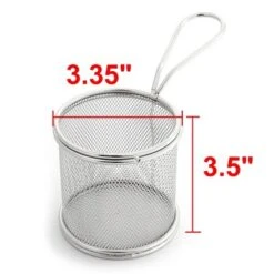 Unique Bargains Stainless Steel Cylinder French Fries Oil Sieve Strainers Fry Basket Frame 1Pc