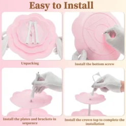 Unique Bargains 3 Tier Dessert Cupcake Stand Holder Round With Tiered Serving Tray For Donuts Fruits White Pink 8 Unique Bargains 3 Tier Dessert Cupcake Stand Holder Round With Tiered Serving Tray For Donuts Fruits White Pink -Kitchen Utensil Store GUEST c61b80a6 9971 4459 ab7a dcb9a2097ce9