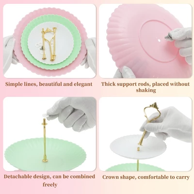 Unique Bargains 3 Tier Dessert Cupcake Stand Wave Style With Tiered Serving Tray For Donuts Fruits White Pink Gree 4 Unique Bargains 3 Tier Dessert Cupcake Stand Wave Style With Tiered Serving Tray For Donuts Fruits White Pink Gree - Image 4