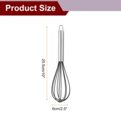Unique Bargains Silicone Stainless Steel Non-Stick Coated Heat-Resistant Whisk 5 Pcs