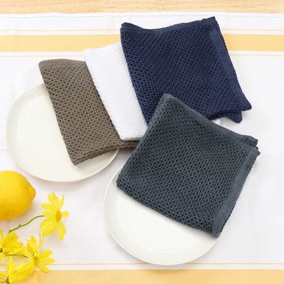 Unique Bargains Double-Sided Waffle Weave Cotton Absorbent Kitchen Towels 14" X 14" 5 Unique Bargains Double-Sided Waffle Weave Cotton Absorbent Kitchen Towels 14" X 14" - Image 5