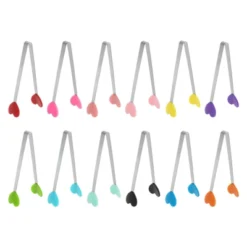 Unique Bargains Stainless Steel Silicone Tips Food Tongs 12 Pcs -Kitchen Utensil Store GUEST cba295c4 0d44 41bc b083 444551b19abf