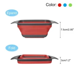 Unique Bargains Collapsible Colander Set Silicone Square Foldable Strainer Space Saving Blue Green Red 3 Pcs Small -Kitchen Utensil Store GUEST cccde2e5 a43c 4afa b7cb 015757a161cf