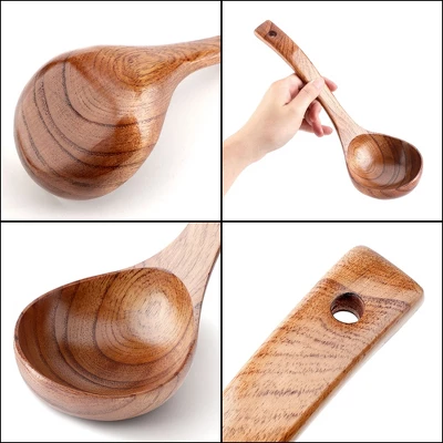 Unique Bargains Natural Grain Durable Lightweight Smooth Surface Soup Spoon 10.4" Length Brown 1 Pc 4 Unique Bargains Natural Grain Durable Lightweight Smooth Surface Soup Spoon 10.4" Length Brown 1 Pc - Image 4