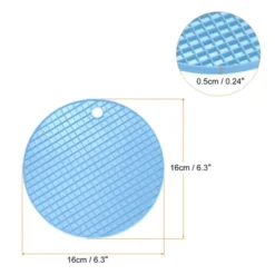 Unique Bargains Silicone Heat Resistant Non-Slip Flexible Trivet Mats Light Blue 2 Pcs 6.3" X 6.3" X 0.24"