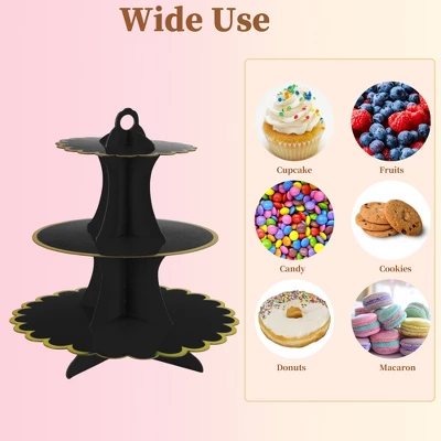 Unique Bargains 3-Tier Cardboard Cupcake Stand Tower 2 Pcs 4 Unique Bargains 3-Tier Cardboard Cupcake Stand Tower 2 Pcs - Image 4