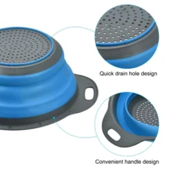 Unique Bargains Collapsible Colander Silicone Round Foldable Strainer With Handle -Kitchen Utensil Store GUEST d021fd92 be3a 4fa2 ba70 cc8450bbccb6