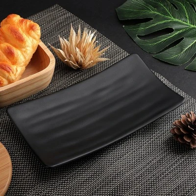 Unique Bargains Rectangle Shaped Dinnerware Sushi Serving Dish Plate Black 1 Unique Bargains Rectangle Shaped Dinnerware Sushi Serving Dish Plate Black