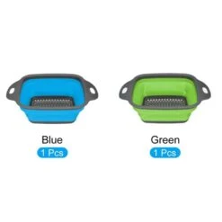 Unique Bargains Collapsible Colander Set Silicone Square Foldable Strainer Convenient Space Saving