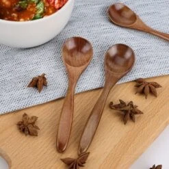 Unique Bargains Wooden Natural Grain Home Kitchen Soup Oil Salt Sugar Dining Spoons 5.5" Length Brown 6 Pcs -Kitchen Utensil Store GUEST d2573201 a875 4a2b 906a 2e1a8cda44f6