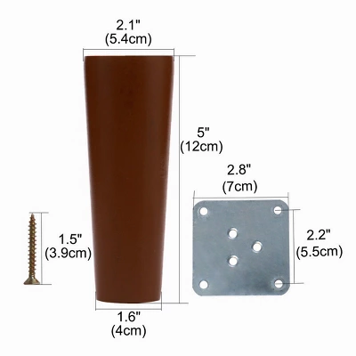 Unique Bargains Round Solid Wood Sofa Bed Couch Chair Bed Desk Closet Cabinet Replacement Feet Set Of 4 Walnut Color 2.1"x1.6"x5" 2 Unique Bargains Round Solid Wood Sofa Bed Couch Chair Bed Desk Closet Cabinet Replacement Feet Set Of 4 Walnut Color 2.1"x1.6"x5" - Image 2