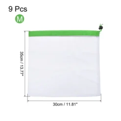 Unique Bargains See-Through Washable PEVA Produce Bags With Drawstring 9 Pcs