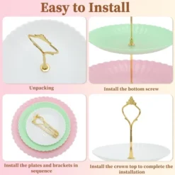 Unique Bargains 3 Tier Dessert Cupcake Stand Wave Style With Tiered Serving Tray For Donuts Fruits White Pink Gree 10 Unique Bargains 3 Tier Dessert Cupcake Stand Wave Style With Tiered Serving Tray For Donuts Fruits White Pink Gree -Kitchen Utensil Store GUEST d69e2740 1edb 420f 9bd5 5c6fe06e865a