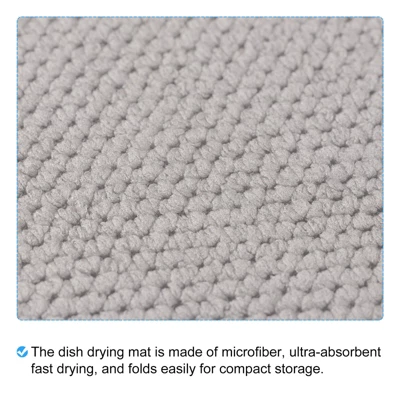 Unique Bargains Microfiber Ultra Absorbent Reversible Soft Dish Drying Mat 19.69" X 14.97" Grey 2 Pcs 3 Unique Bargains Microfiber Ultra Absorbent Reversible Soft Dish Drying Mat 19.69" X 14.97" Grey 2 Pcs - Image 3