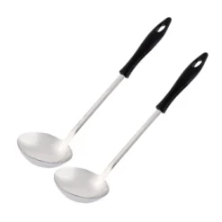 Unique Bargains Kitchen Stainless Steel Stew Spoons 10" X 2.7" Silver Tone Black 2 Pcs -Kitchen Utensil Store GUEST d863fc1d 4f1a 4bb9 9a74 27492537e7ae