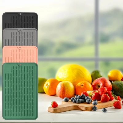 Unique Bargains Kitchen Silicone Heat Resistant Non-slip Dish Drying Mat 11.8" X 7.9" 1 Pc 1 Unique Bargains Kitchen Silicone Heat Resistant Non-slip Dish Drying Mat 11.8" X 7.9" 1 Pc