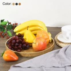 Unique Bargains Wood Rustic Round Decorative Serving Tray -Kitchen Utensil Store GUEST dae11ca7 ec7a 42b4 bb5e 7e5d0946ab3f