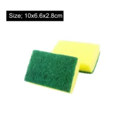 Unique Bargains Kitchen Cleaning Soft Non-Scratch Scouring Sponge Pads Green Yellow 2 Pcs