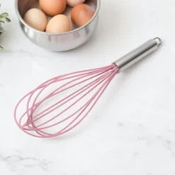 Unique Bargains 12" 6-Wire Whisk Hand Wash Stainless Steel Silicone Pink Silver Tone -Kitchen Utensil Store GUEST e0348fb9 7b5a 43cd b913 8d210341aae1
