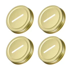 Unique Bargains Regular Mouth Tin Plate Mason Jar Coin Slot Canning Lids 4 Pcs 2.76" Gold -Kitchen Utensil Store GUEST e0df638a 0afb 4ca9 8236 5955ba992591