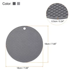Unique Bargains Silicone Heat Resistant Non-slip Flexible Trivet Mat Deep Gray, Light Gray 2 Pcs