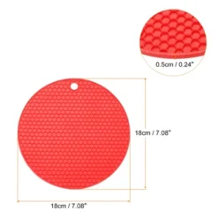 Unique Bargains Heat Resistant Non-slip Flexible Durable Trivet Mat 7.08" X 7.08" X 0.24" Red 2 Pcs