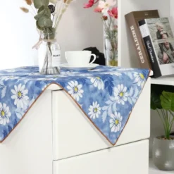 Unique Bargains White Flower Printed Square Shaped Tablecloth 24 X 24 Inch 1 Pc