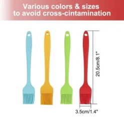 Unique Bargains Heat Resistant Non-stick Cookware Utensils Silicone Brush Assorted Color 4 Pcs