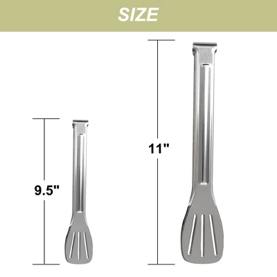 Unique Bargains Cooking Stainless Steel Toaster Salad Serving Tongs Silver Tone 9.5"&11" 2 Pcs 1 Unique Bargains Cooking Stainless Steel Toaster Salad Serving Tongs Silver Tone 9.5"&11" 2 Pcs