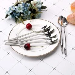 Unique Bargains Stainless Steel Long-Handle Ice Cream Scoop For Kitchen Silver Tone 8.1'' Length 6 Pcs