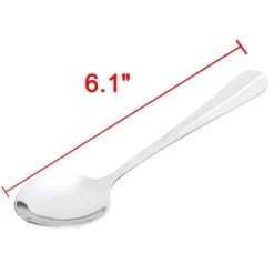 Unique Bargains Metal Household Restaurant Utensil Head Spoon Soup Tableware Silver Tone 8pcs