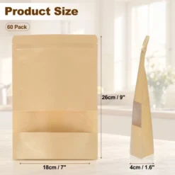 Unique Bargains Kraft Paper Zip Closure Clear Window Food Storage Containers 60 Pcs