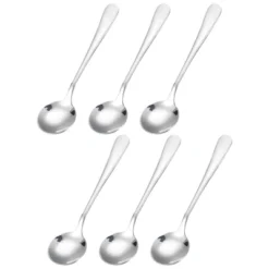 Unique Bargains Stainless Steel Dinner Tea Soup Round Spoons 6 Pcs Silver -Kitchen Utensil Store GUEST ea247970 715f 4b7f acbf 3dd615ce500d