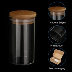 Unique Bargains Kitchen Food Storage Glass Jar With Airtight Bamboo Lid 2 Pcs -Kitchen Utensil Store GUEST ea79b684 c703 4d73 8028 1819b3ec9720