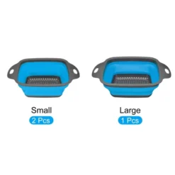 Unique Bargains Collapsible Colander Set Silicone Square Foldable Strainer Suitable For Pasta Veggies Fruits