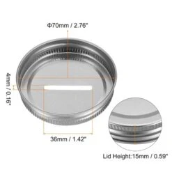 Unique Bargains Regular Mouth Tin Plate Mason Jar Coin Slot Canning Lids 4 Pcs 2.76" Silver