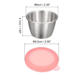 Unique Bargains Stainless Steel Picnic Travel Salad Dressing Condiment Container Cups With Lids 3 Pcs