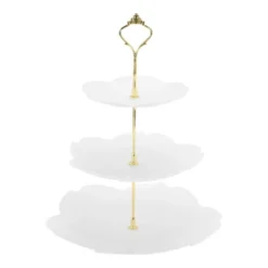 Unique Bargains 3 Tier Dessert Cupcake Stand Flower Shape Cup Cake Holder Tower White Gold Tone -Kitchen Utensil Store GUEST edecff3b 67e4 4673 a168 0aa0e3ac5897