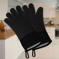 Unique Bargains Silicone Non-Slip Heat-Resistant Kitchen Oven Mitts 1 Pair