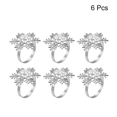 Unique Bargains Alloy Shiny Decorative Wear Resistance Snowflake Shape Napkin Rings 6 Pcs 2 Unique Bargains Alloy Shiny Decorative Wear Resistance Snowflake Shape Napkin Rings 6 Pcs - Image 2