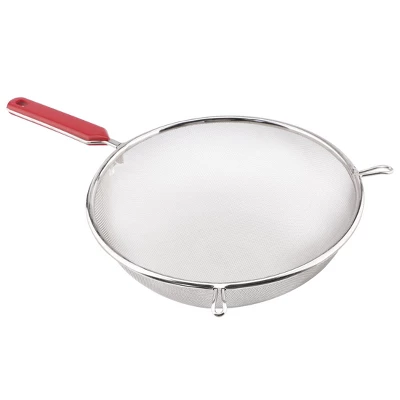 Unique Bargains Stainless Steel Mesh Strainer Long Handle Strainer For Kitchen 7.9" Dia Red 1 Pc 4 Unique Bargains Stainless Steel Mesh Strainer Long Handle Strainer For Kitchen 7.9" Dia Red 1 Pc - Image 4