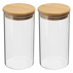 Unique Bargains Kitchen Food Storage Glass Jar With Airtight Bamboo Lid 2 Pcs -Kitchen Utensil Store GUEST f43862a8 8a53 412a 9db2 633a05c3a922