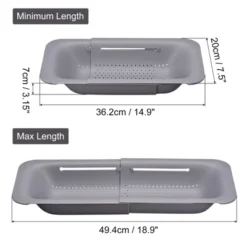 Unique Bargains Collapsible Colander Kitchen Over The Sink Drain Strainer Extendable Basket Set