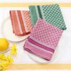 Unique Bargains Kitchen Waffle Weave 100% Cotton Soft Absorbent Dish Towels 15" X 25" 6 Pcs