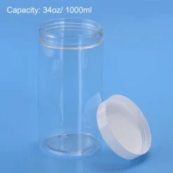 Unique Bargains Round Clear Plastic Empty Jars With White Screw Lid For Storage 4 Pcs -Kitchen Utensil Store GUEST f825f431 868c 4183 948f fdac9eca6f03