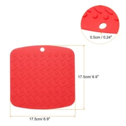 Unique Bargains Silicone Heat Resistant Non-slip Flexible Trivet Mats 6.9 X 6.9 Inch Red 2 Pcs