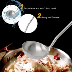 Unique Bargains Kitchen Cooking Utensil Wooden Handle Soup Ladle 14.2 Inch Silver Tone 1 Pc -Kitchen Utensil Store GUEST f957b760 1998 4861 9cef f4c0edff9187